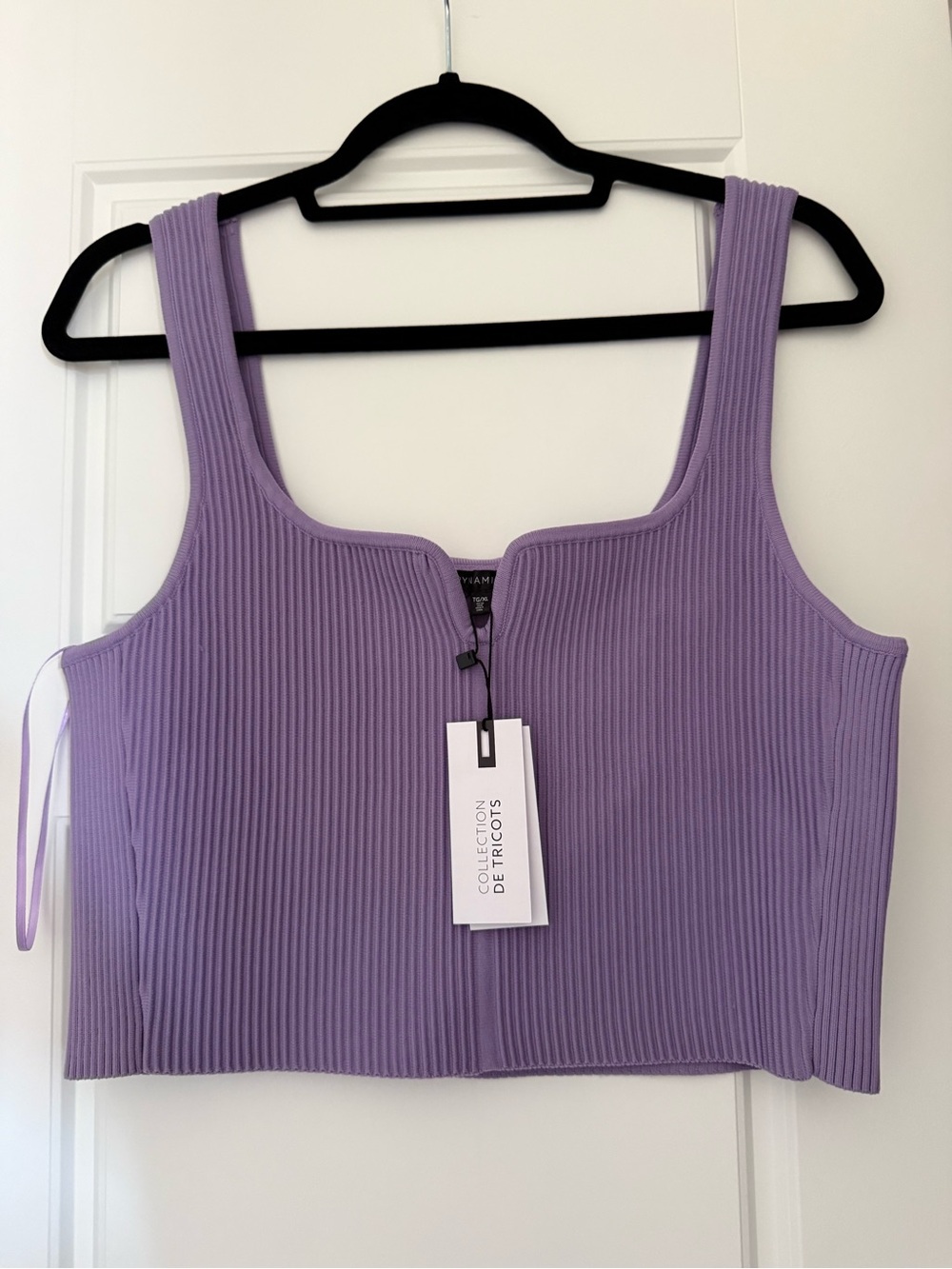 Dynamite Lilac Ribbed Square-Neck Crop Tank
